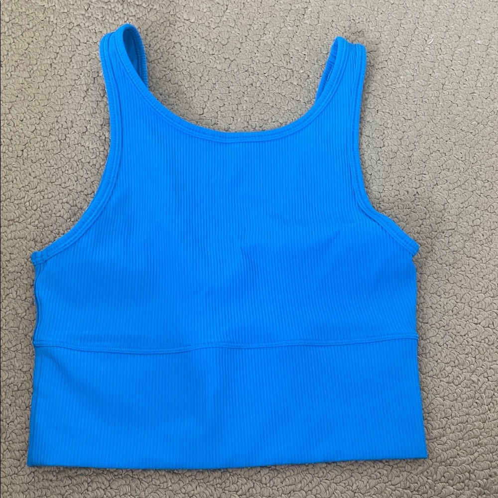 Lululemon Athletica Blue Sleeveless Fitted Crop Tank Top